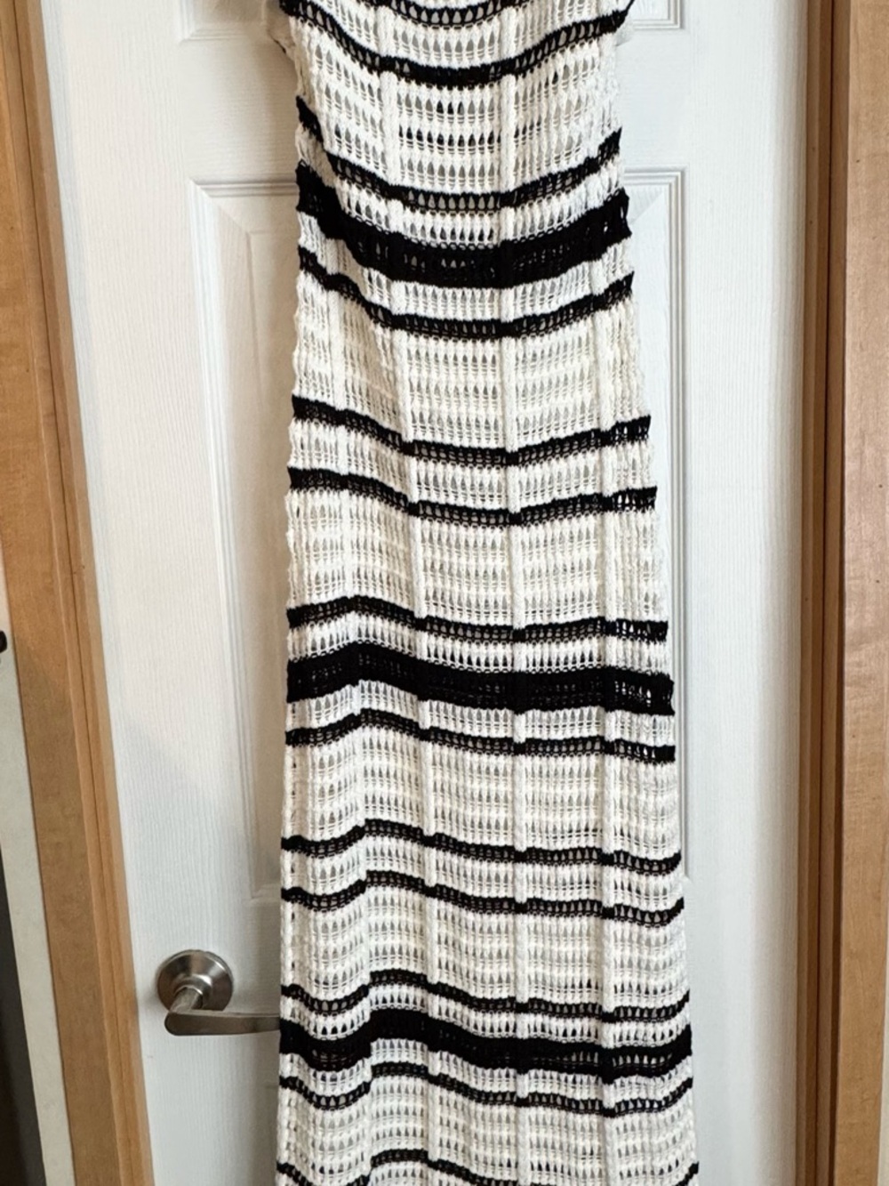 Forever 21 Black and White Striped Crochet Maxi Dress
